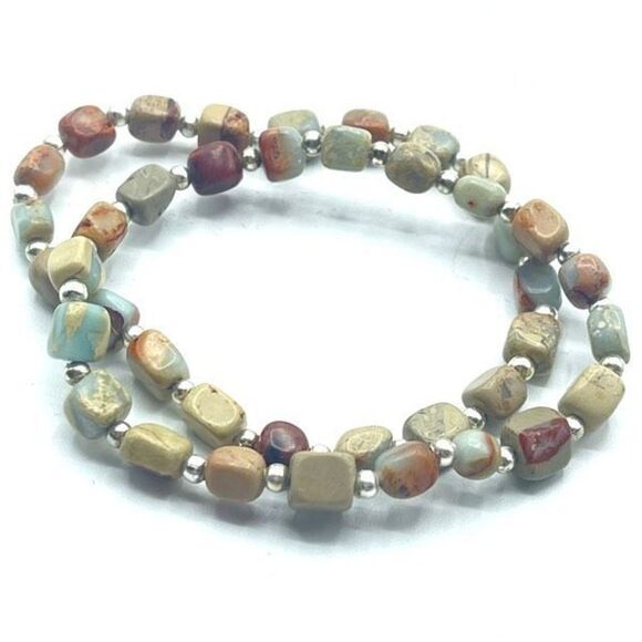 Creek jasper cube crystal beaded stretch bracelet ONE NEW reiki meditation yoga - Picture 1 of 7